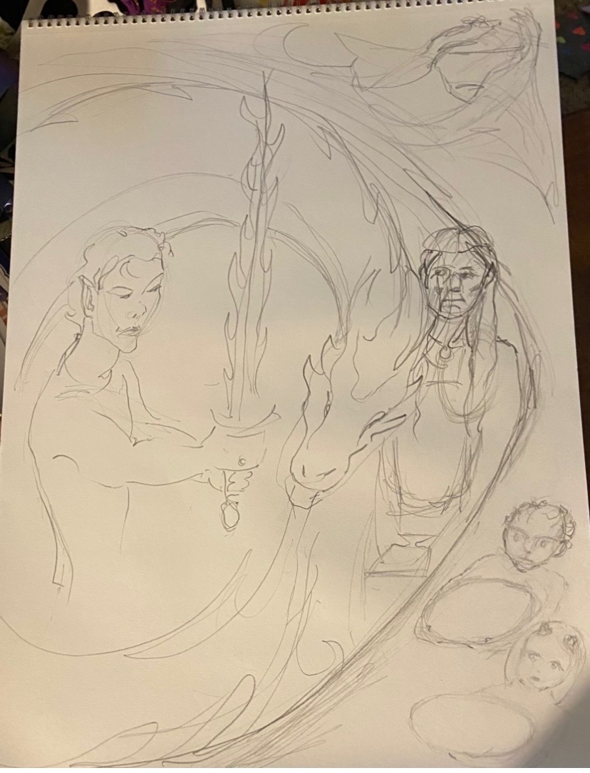 Eragon Triptych right sketch